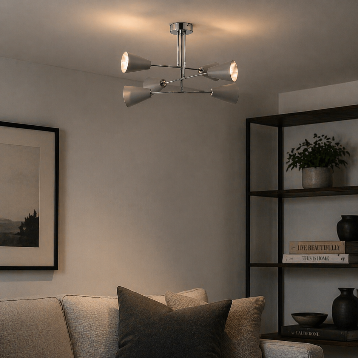 Pagazzi Oden 6-Light Grey Semi-Flush Ceiling Light