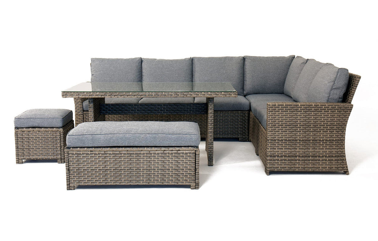 MINT Outdoor Palma Grey 9 Seater Corner Rattan Dining Lounge Set
