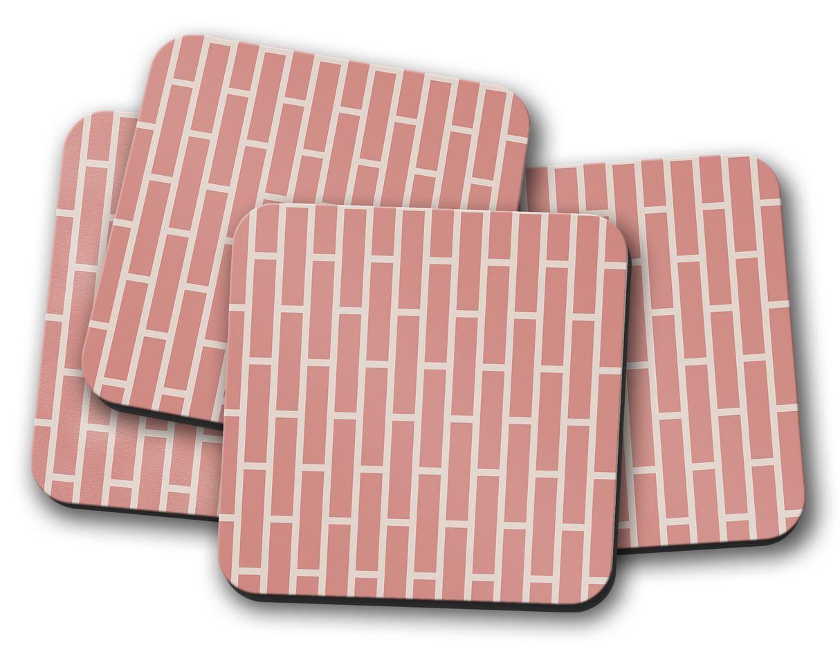 Shadowbright Pink Geometric Coasters - 9cm x 9cm