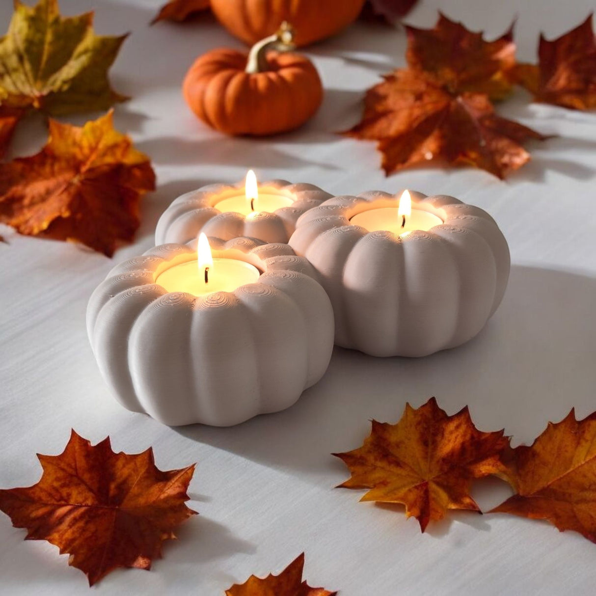 Filamora Studios Autumn Pumpkin Tealight Holder Triple