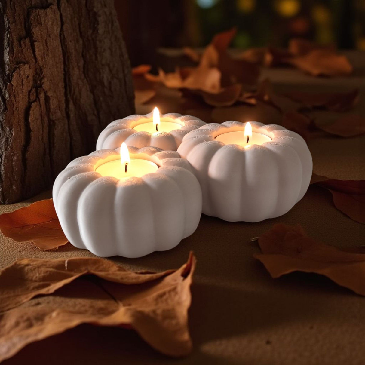 Filamora Studios Autumn Pumpkin Tealight Holder Triple