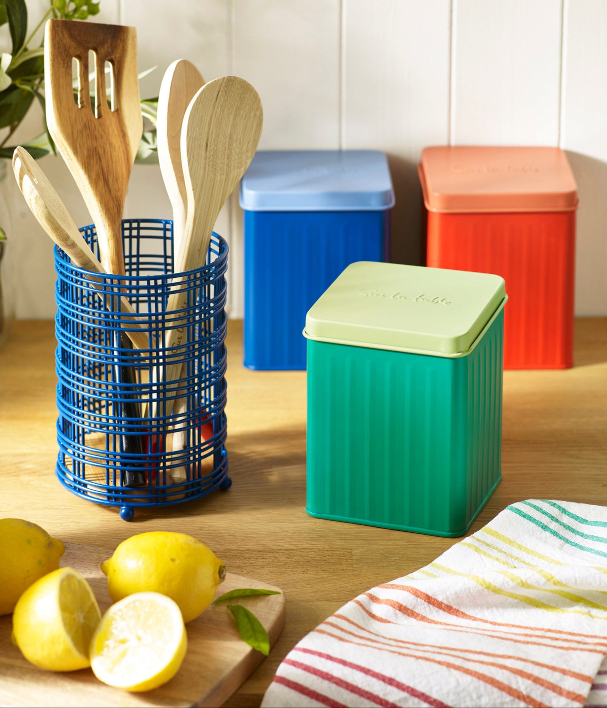 Sur La Table Blue Wire Utensil Pot