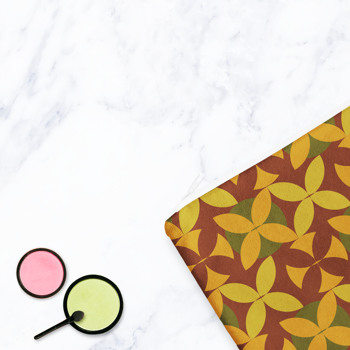 Shadowbright Brown and Green Retro Make Up Bag - 24cm x 19cm