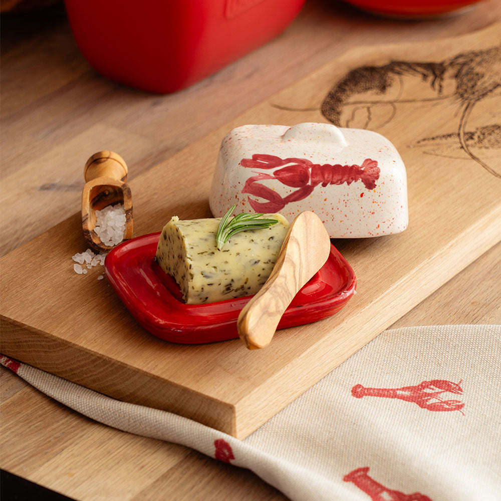 Selbrae House Red Lobster Mini Ceramic Butter Dish & Knife Set