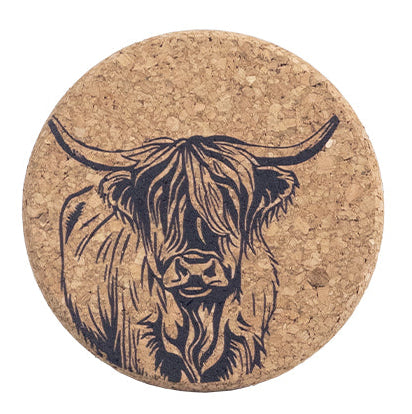 Highland Cow Selbrae House Single Cork Coaster