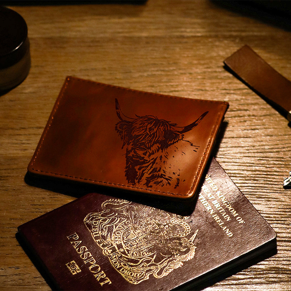 Highland Cow Leather Card Wallet