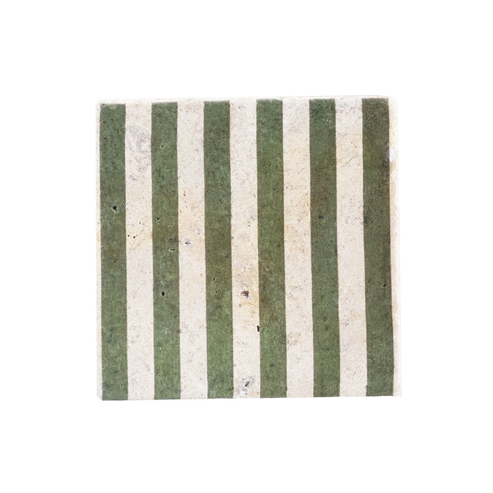 Selbrae House Green Stripe Single Stone Coaster