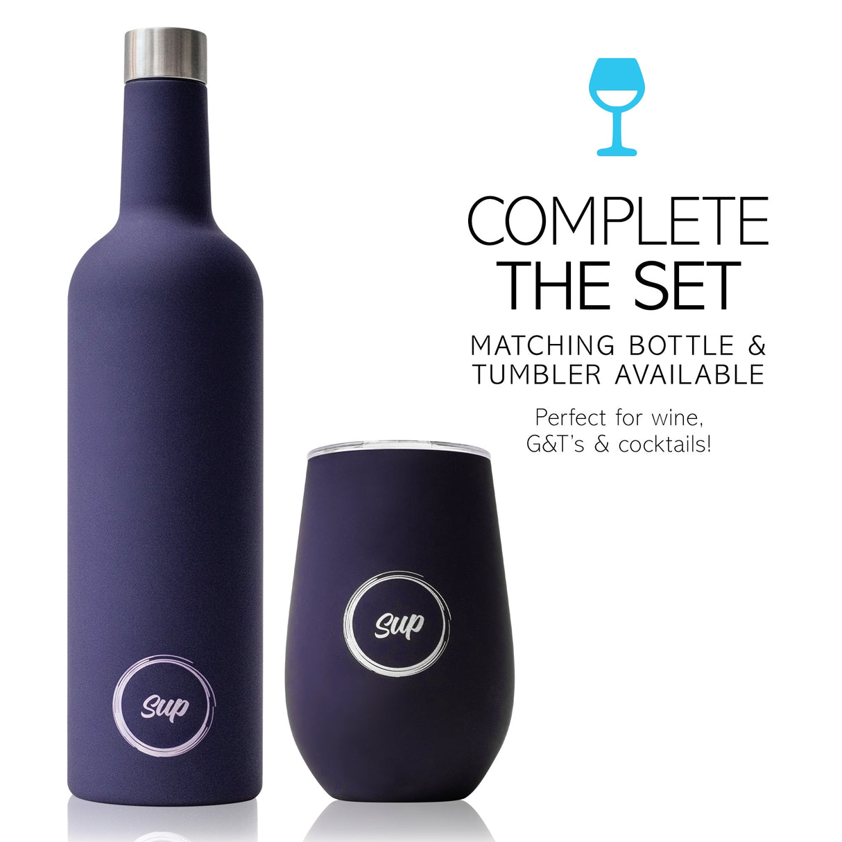 Sup drinkware Insulated Wine Tumbler Twin Pack Soft Navy | 350ml