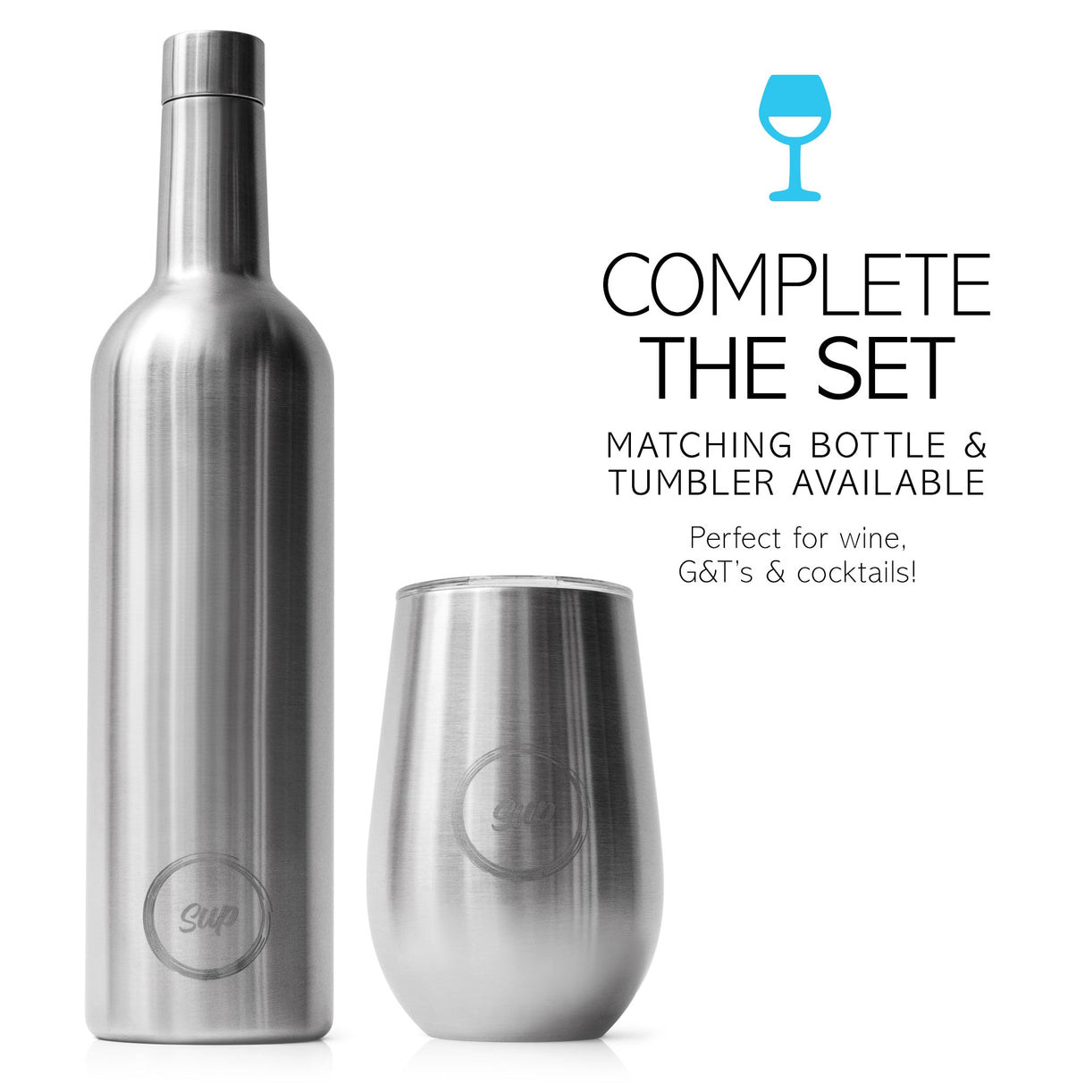 Sup drinkware Insulated Wine Tumbler Twin Pack Stainless Steel