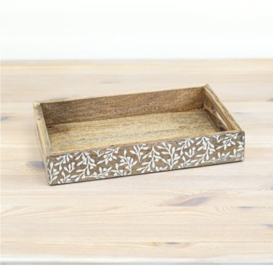 Blush & Bale Floral Wood Serving Tray - 30cm x 20cm