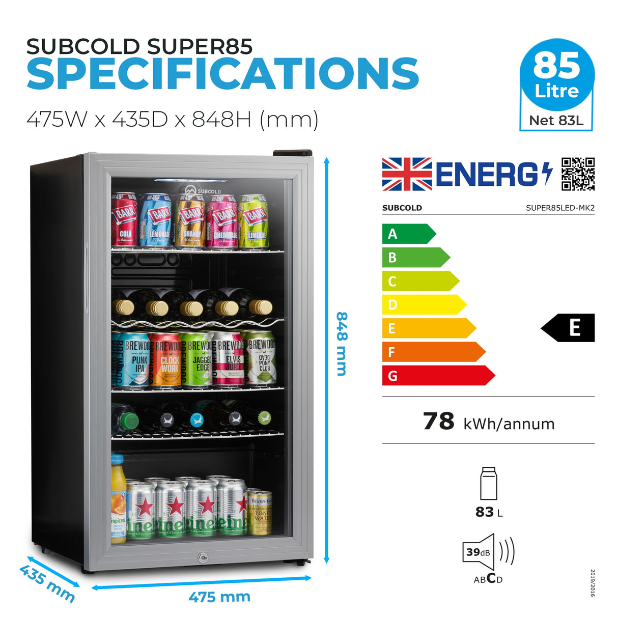 Subcold Super85 LED Beer Fridge | 83L
