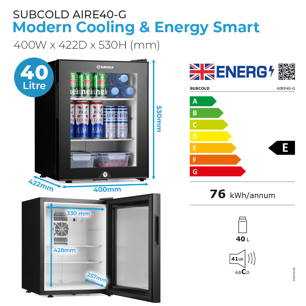 Subcold Aire40-G LED Mini Fridge - 40L