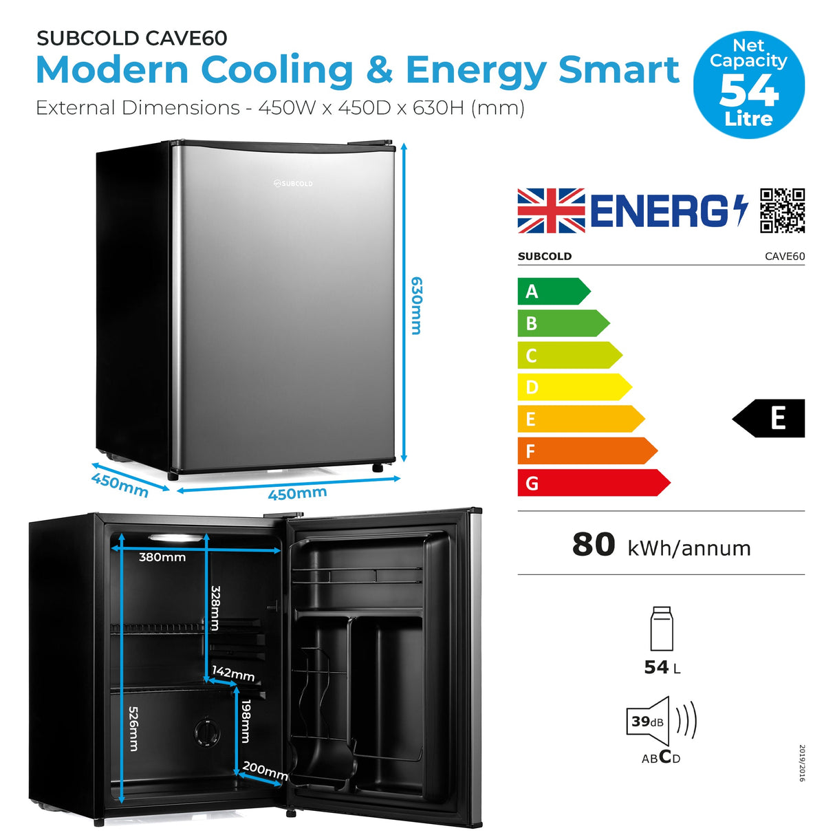 Subcold Cave60 Solid Door Beer Fridge - 54L