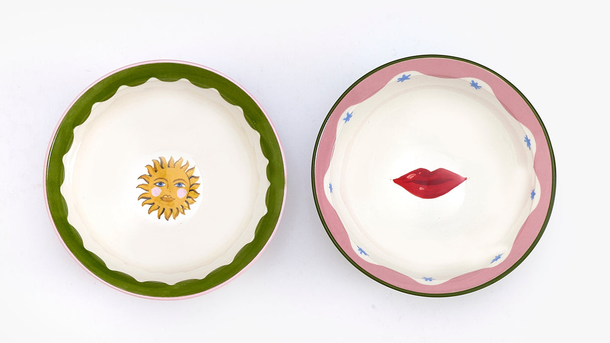 Eleanor Bowmer Set of 2 Sun & Lips Nibble Bowls