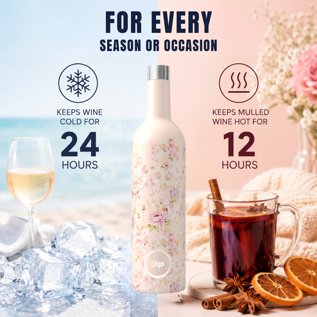 Sup drinkware Insulated Wine Bottle Flowers