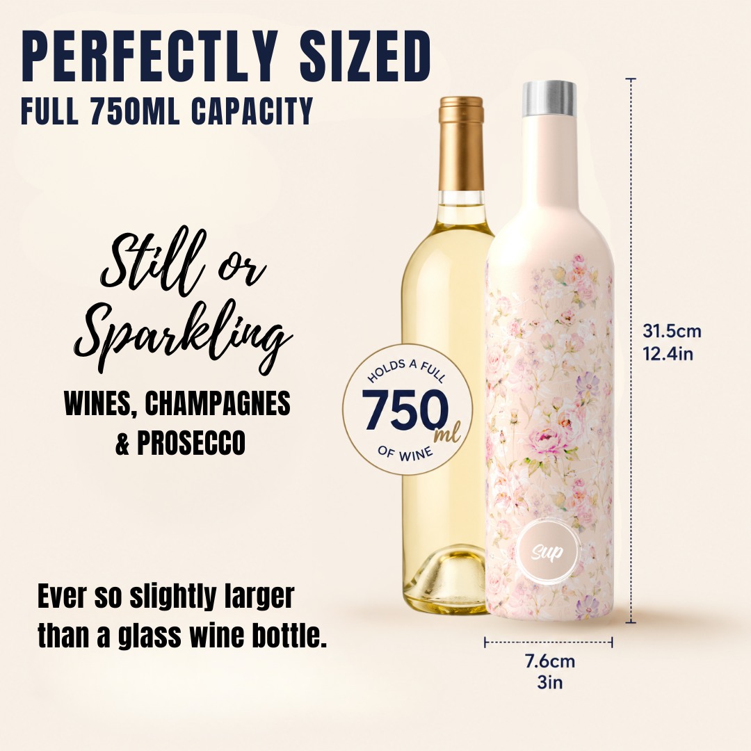Sup drinkware Insulated Wine Bottle Flowers