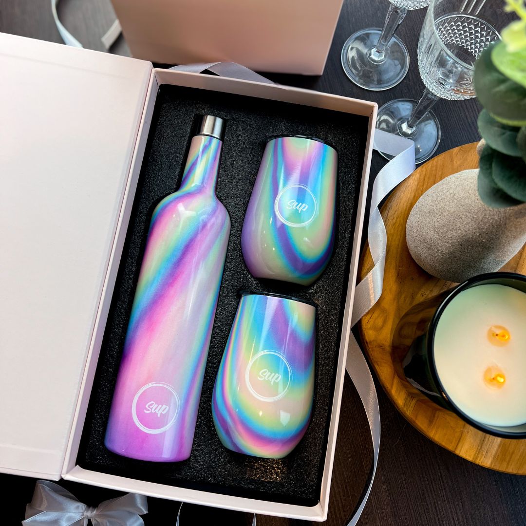 Sup drinkware Insulated Wine Bottle & Tumbler Gift Set Holographic