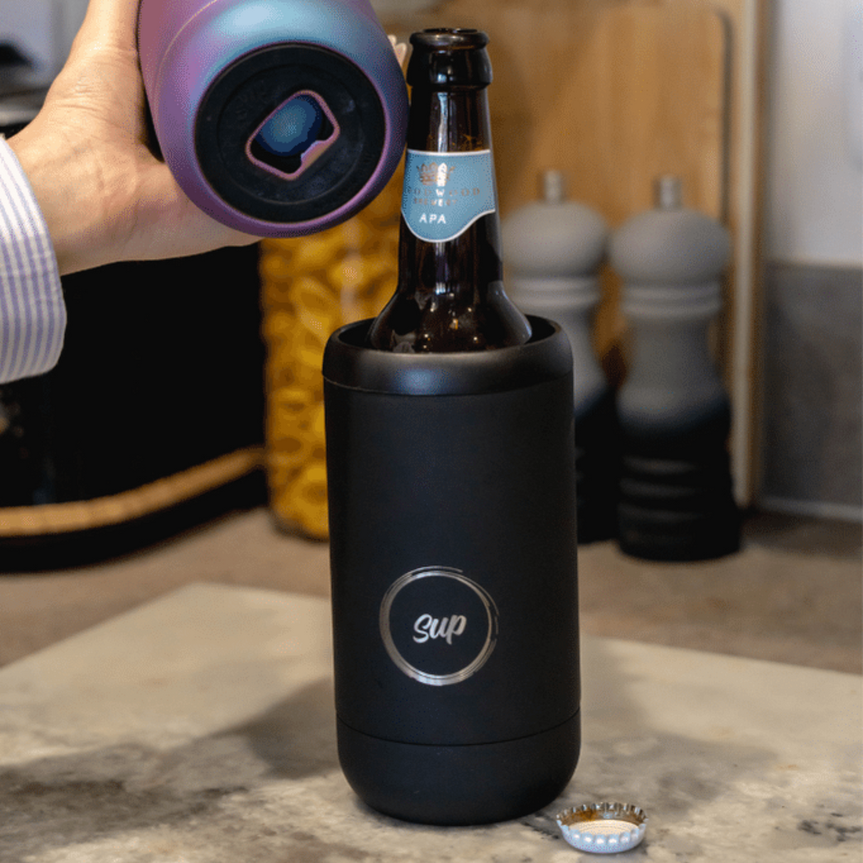 Sup drinkware Capsule Bottle & Can Cooler Matte Black