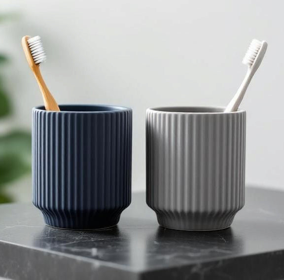 Filamora Studios Ribbed Toothbrush Cups - Set of 2