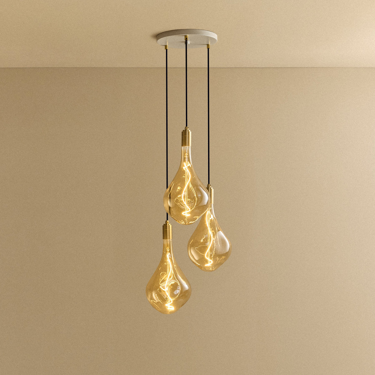 Tala Triple Pendant in Brass with Voronoi III