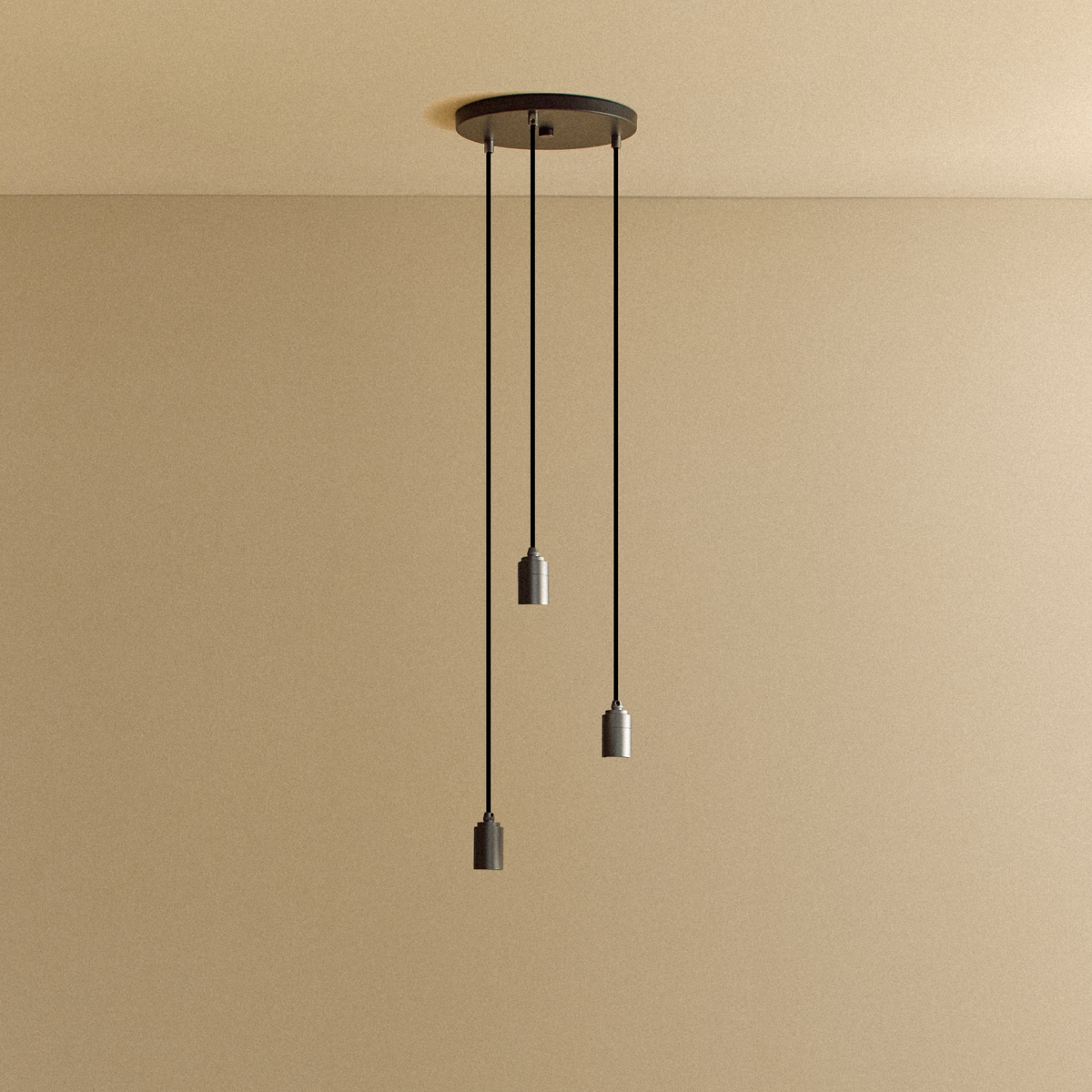 Tala Triple Pendant in Graphite with Black Canopy