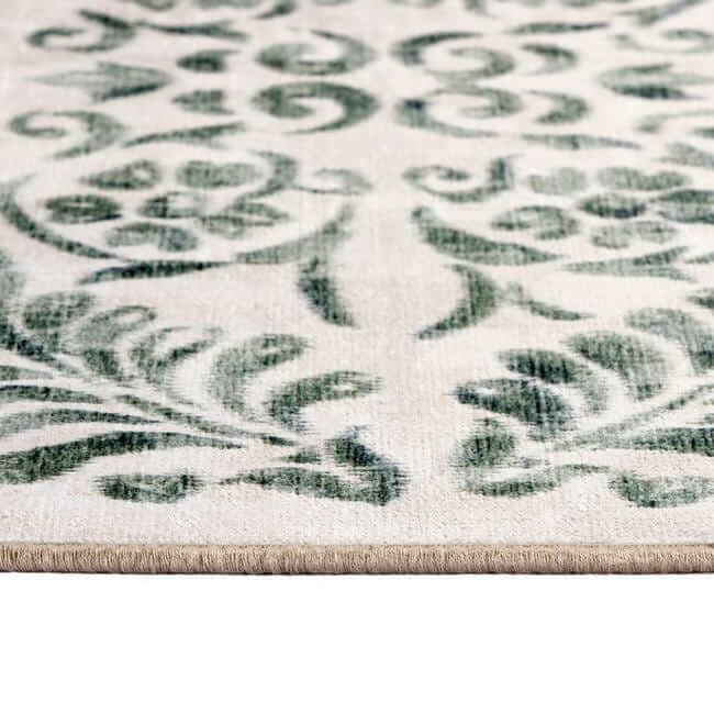 Eco‑Washable Beige & Green Floral Rug | The Rugs