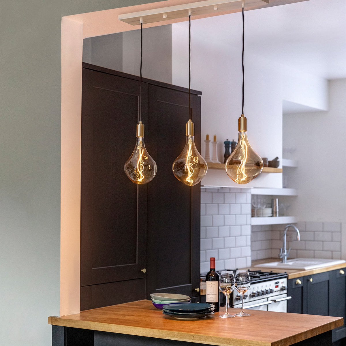 Tala Linear Triple Pendant in Brass