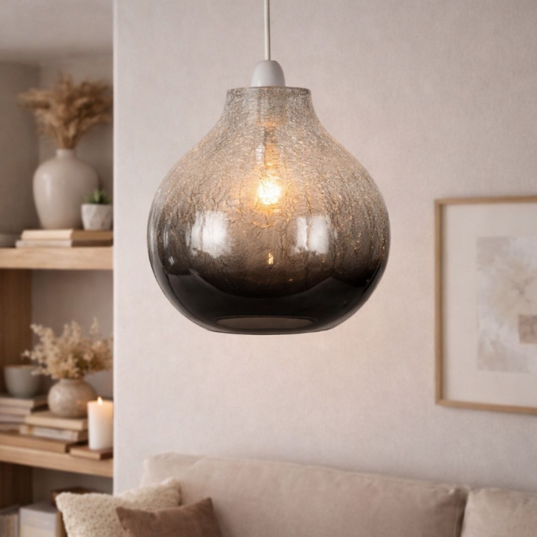 Pagazzi Ibbie Smoked Glass Easy Fit Ceiling Pendant Light Shade