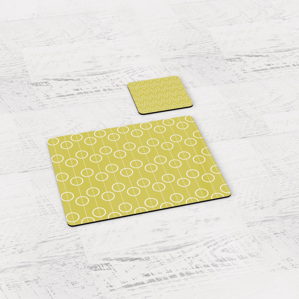 Shadowbright Yellow Retro Geometric Circles Placemats, Set of 4/6