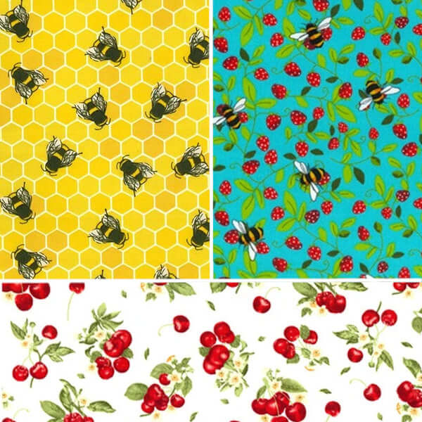 Honey Bee Good Bees & Cherries Beeswax Wraps - Set of 3