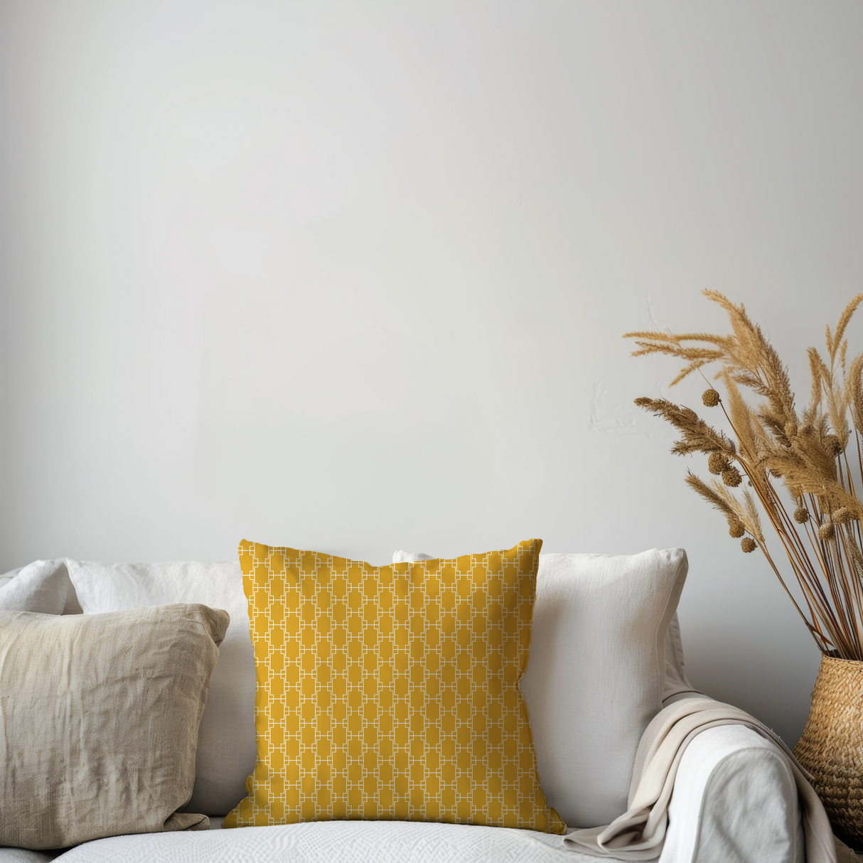 Shadowbright Retro Yellow Geometric Cushion Cover – Throw Pillow