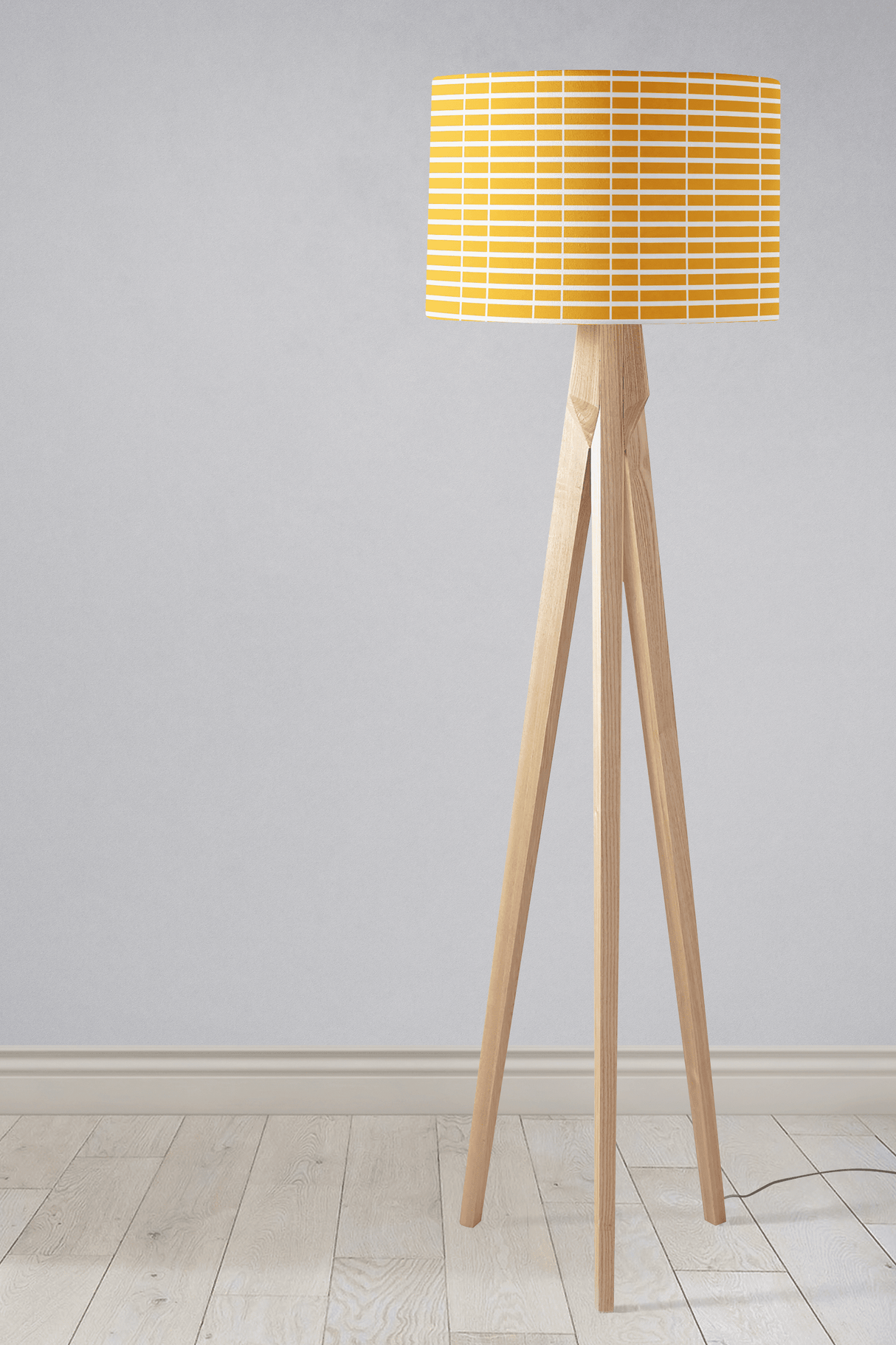 Shadowbright Yellow with White Geometric Stripes Lampshade