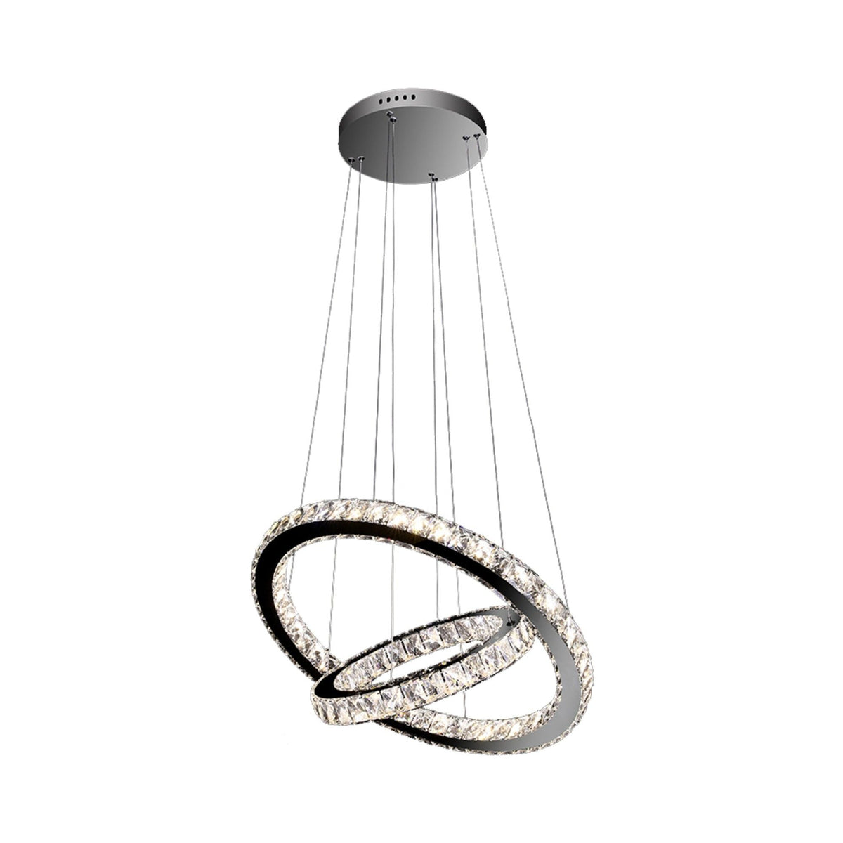 Pagazzi Kendra 2-Light Polished Chrome Crystal LED Pendant Ceiling Light