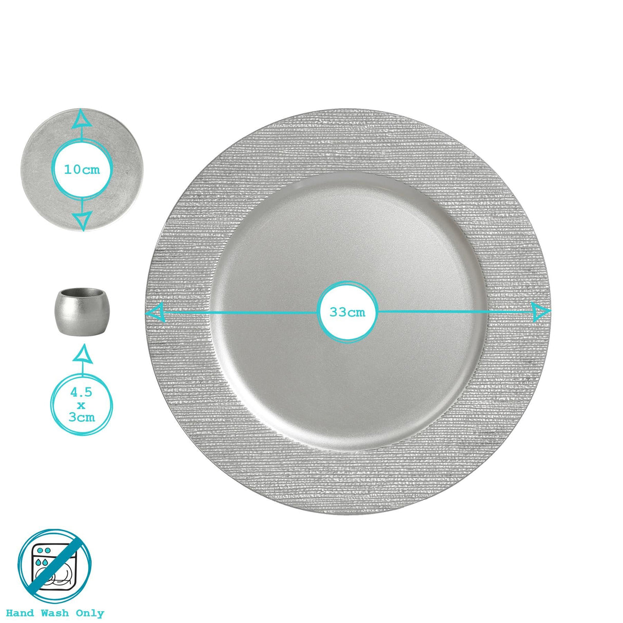 Rinkit Round Ribbed Charger Plates Set 33cm - 18pc