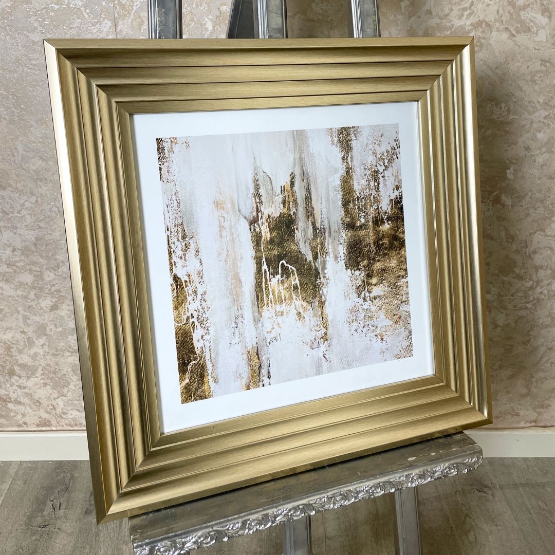 Pagazzi Gold Abstract Wall Art I with Champagne Gold Frame - 70cm