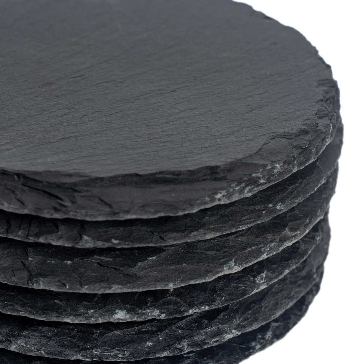 Rinkit Round Slate Placemats & Coasters Set Black - 12pc