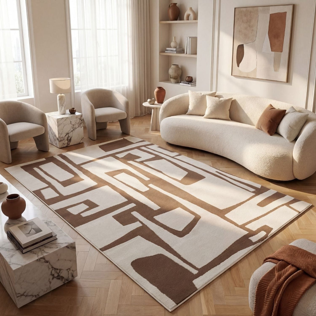 The Rugs Loft Abstract Brown Rug