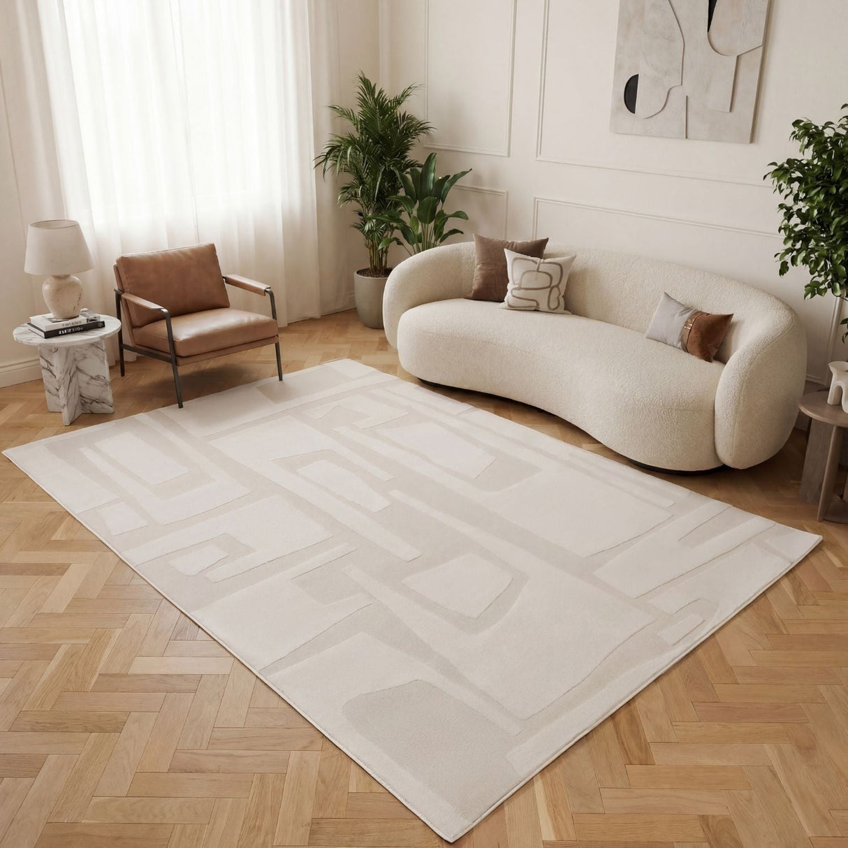 The Rugs Loft Abstract Cream Rug