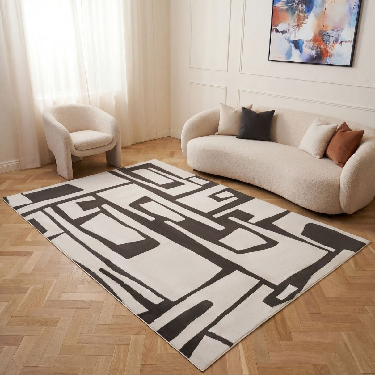 The Rugs Loft Abstract Dark Grey Rug