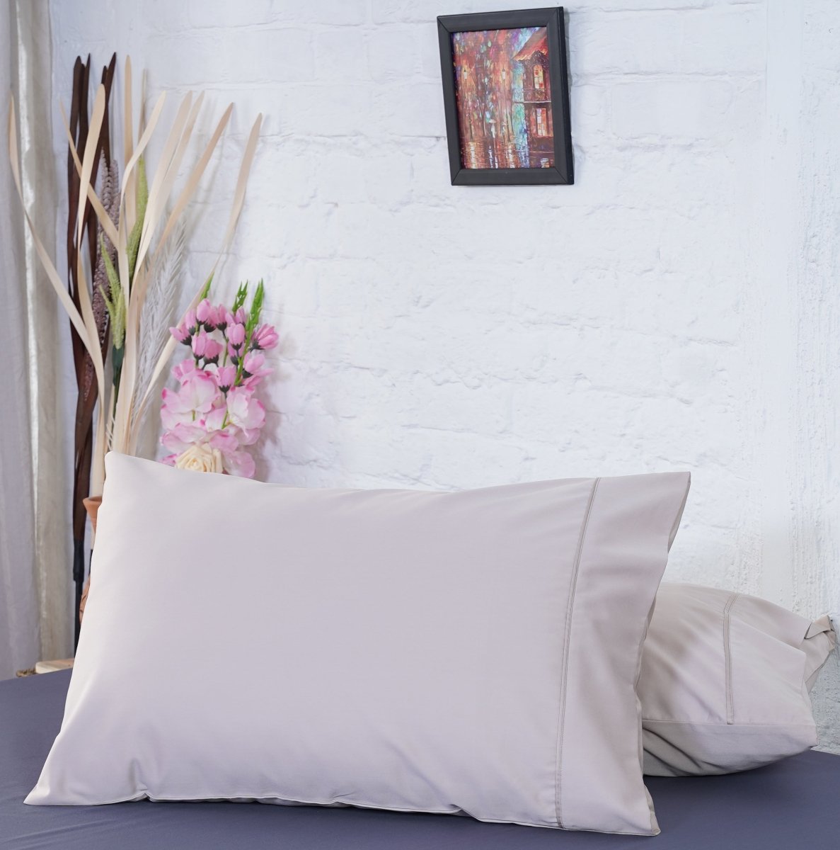 SHEET STORY Ackly Bamboo Beige Pillowcases Pair