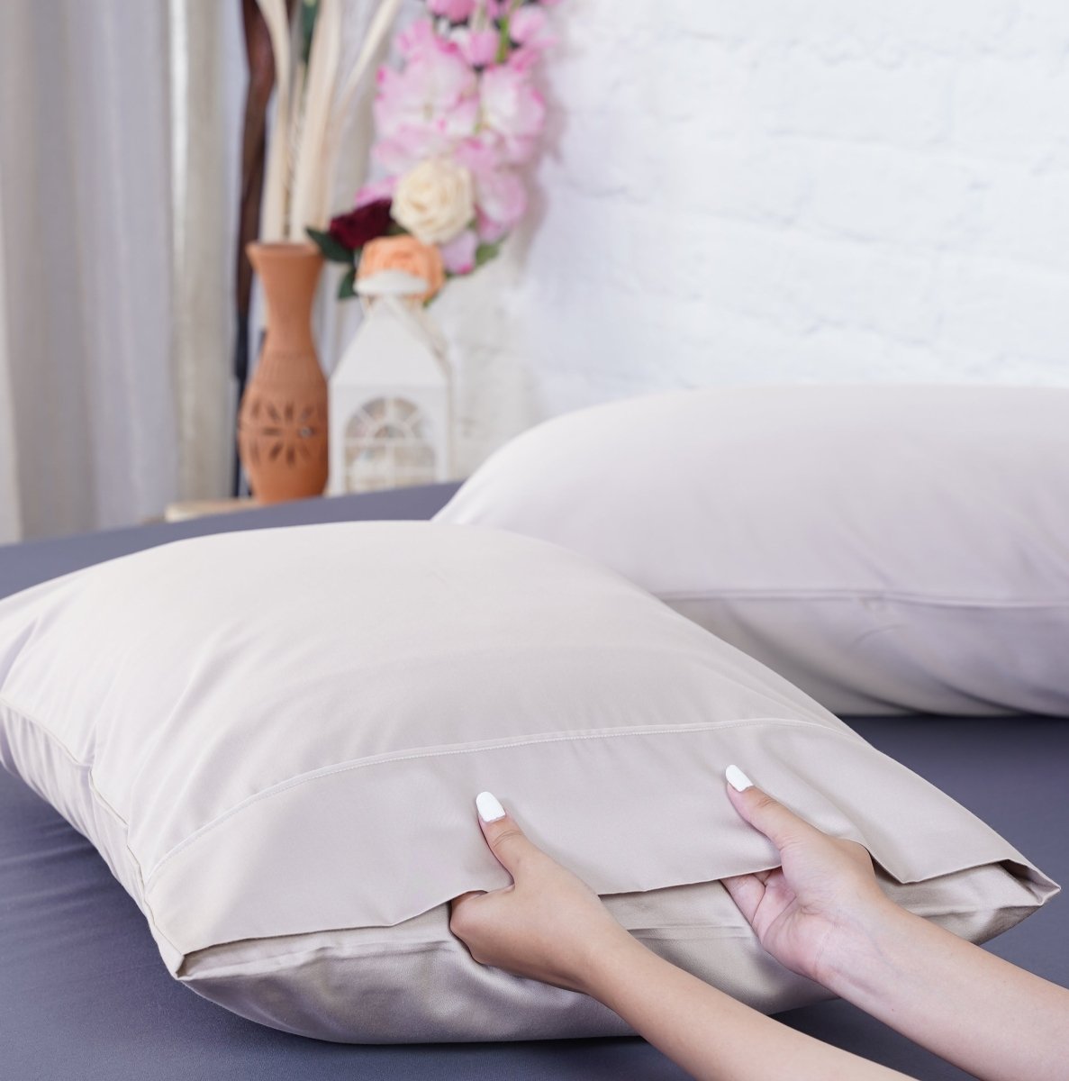 SHEET STORY Ackly Bamboo Beige Pillowcases Pair