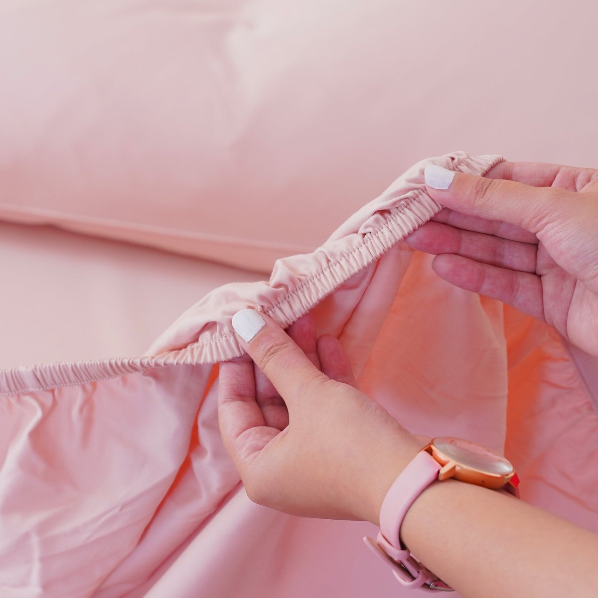 SHEET STORY Ackly Bamboo Fitted Sheet - Blush Pink