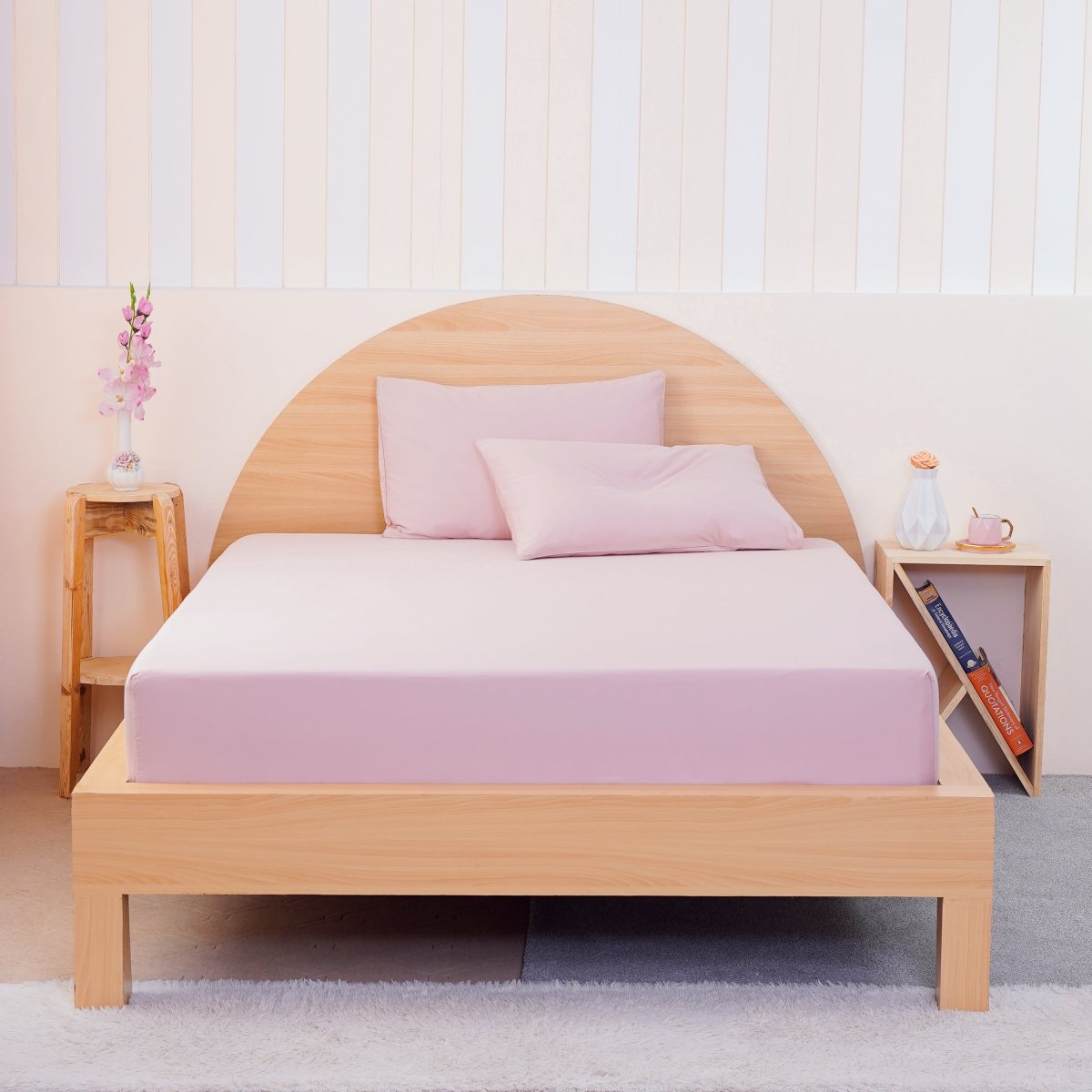 SHEET STORY Ackly Bamboo Fitted Sheet - Blush Pink