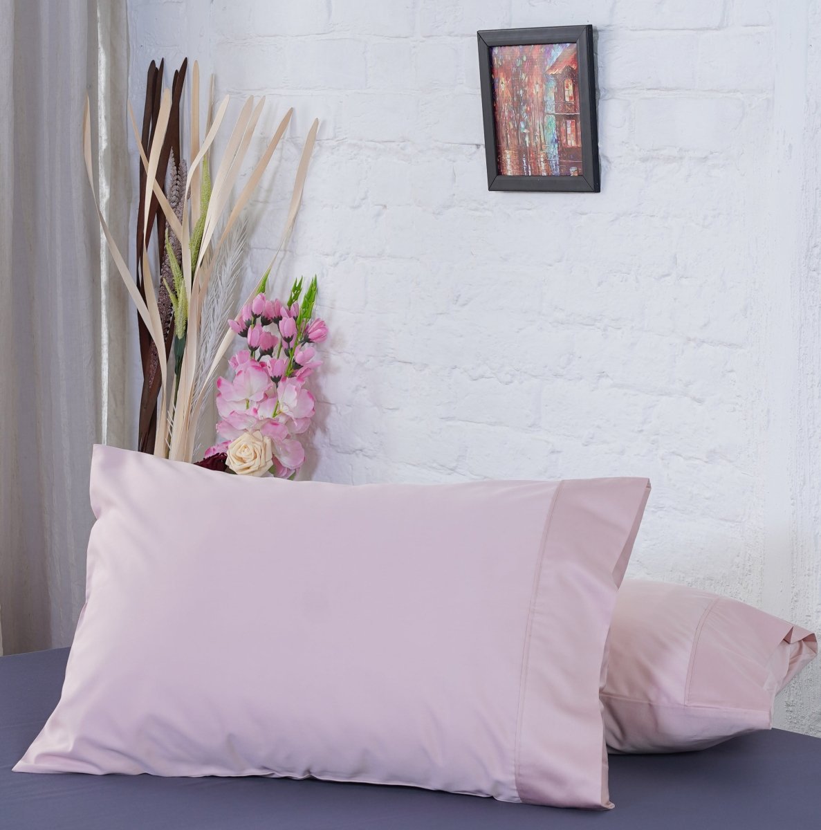 SHEET STORY Ackly Bamboo Blush Pink Pillowcases Pair