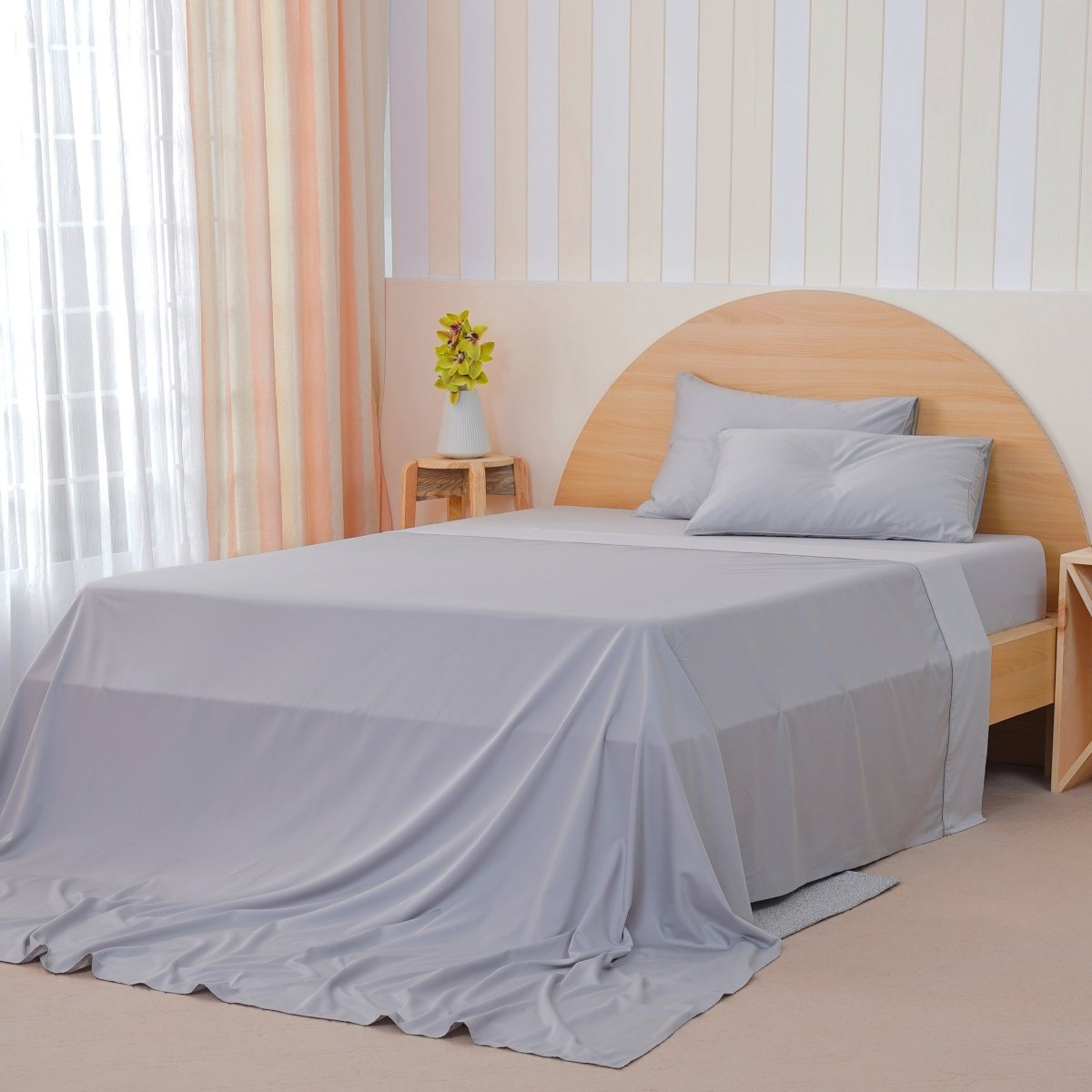 SHEET STORY Ackly Bamboo Dove Grey Flat Sheet