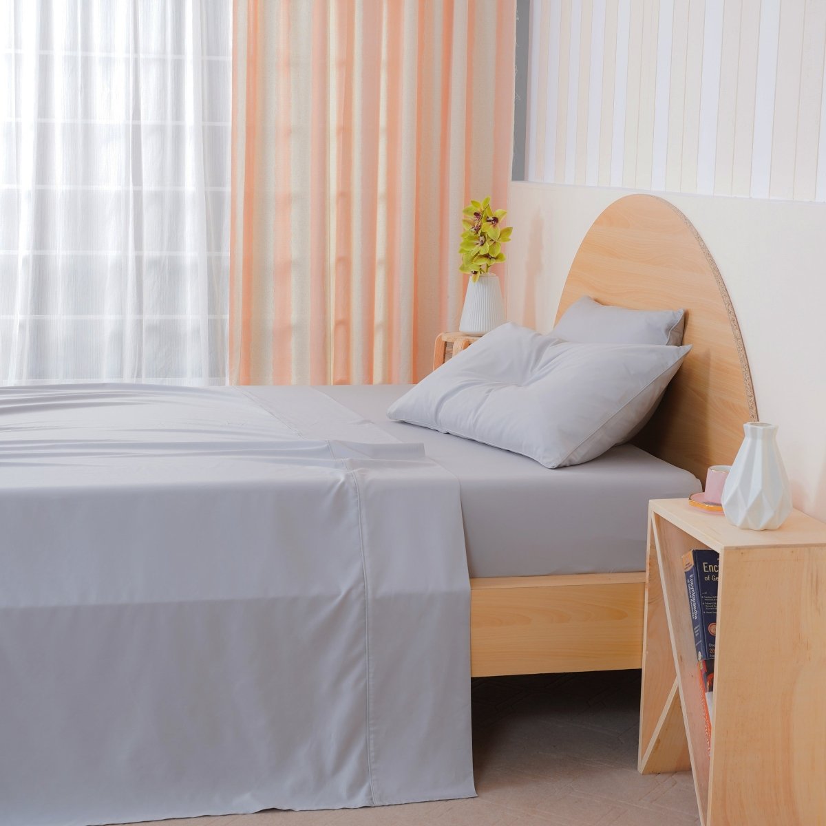 SHEET STORY Ackly Bamboo Dove Grey Flat Sheet