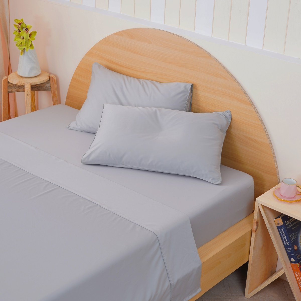 SHEET STORY Ackly Bamboo Dove Grey Flat Sheet