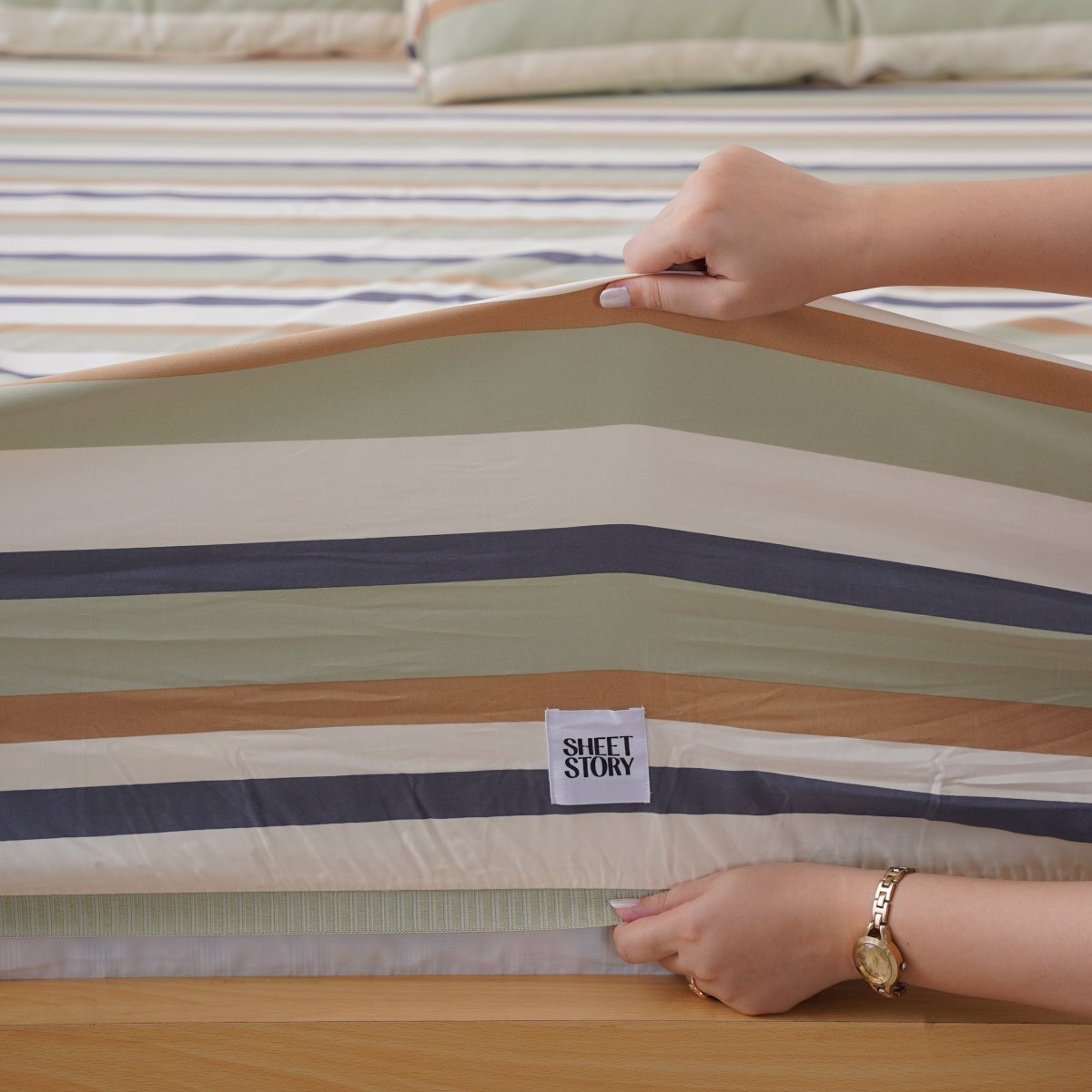 SHEET STORY Ackly Bamboo - Harmony Stripe Fitted Sheet