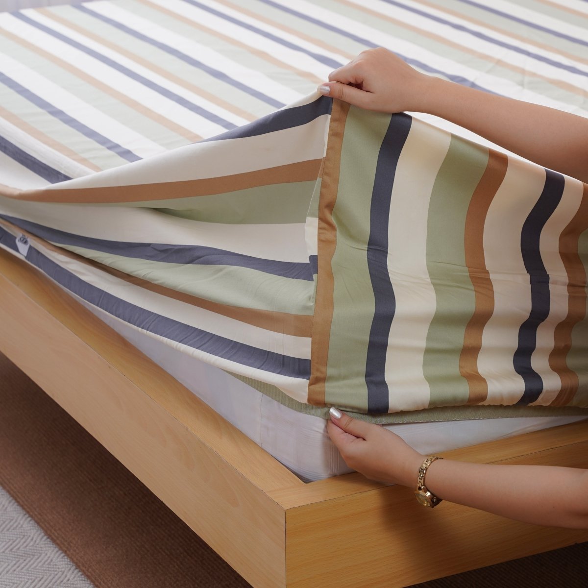 SHEET STORY Ackly Bamboo - Harmony Stripe Fitted Sheet