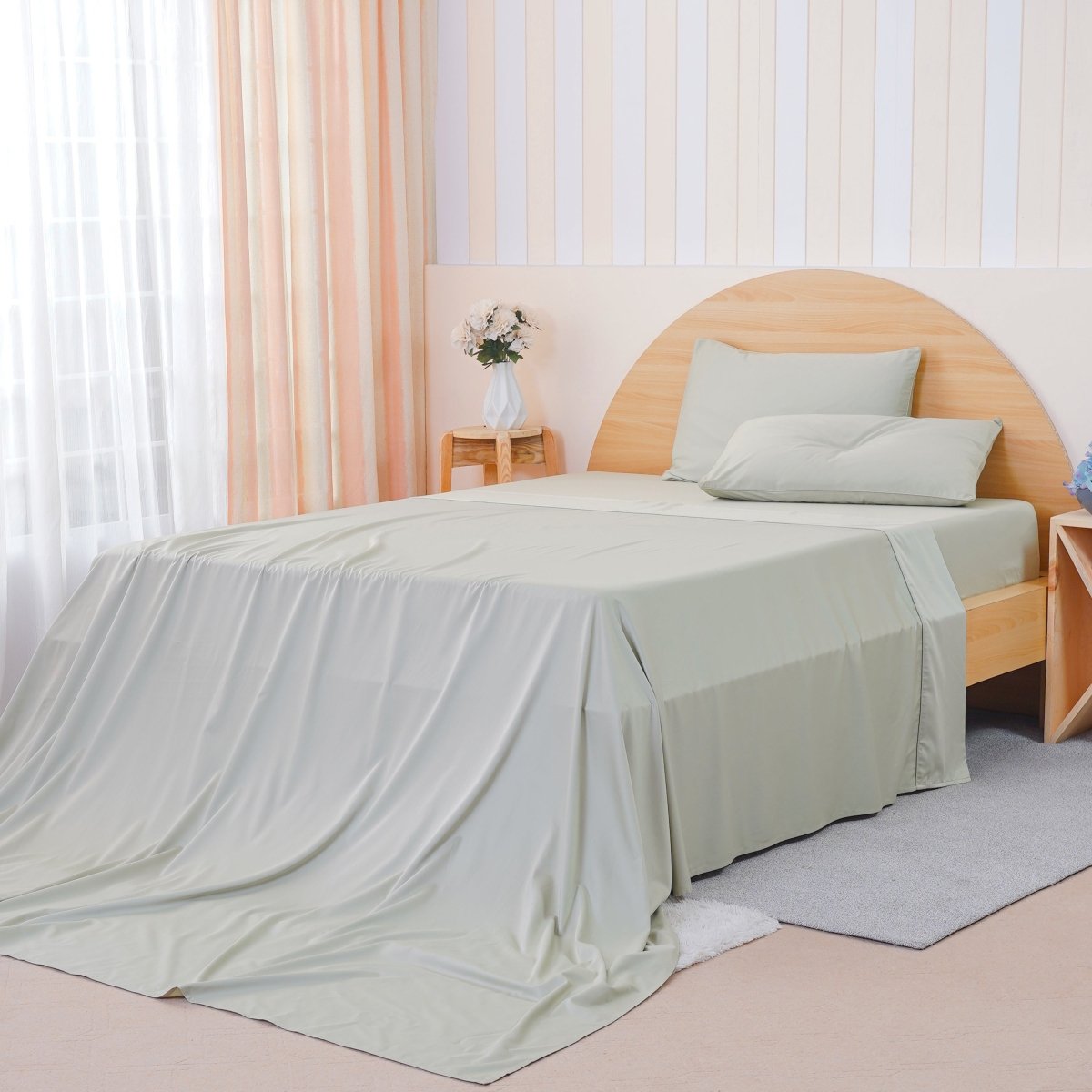 SHEET STORY Ackly Bamboo - Sage Green Flat Sheet
